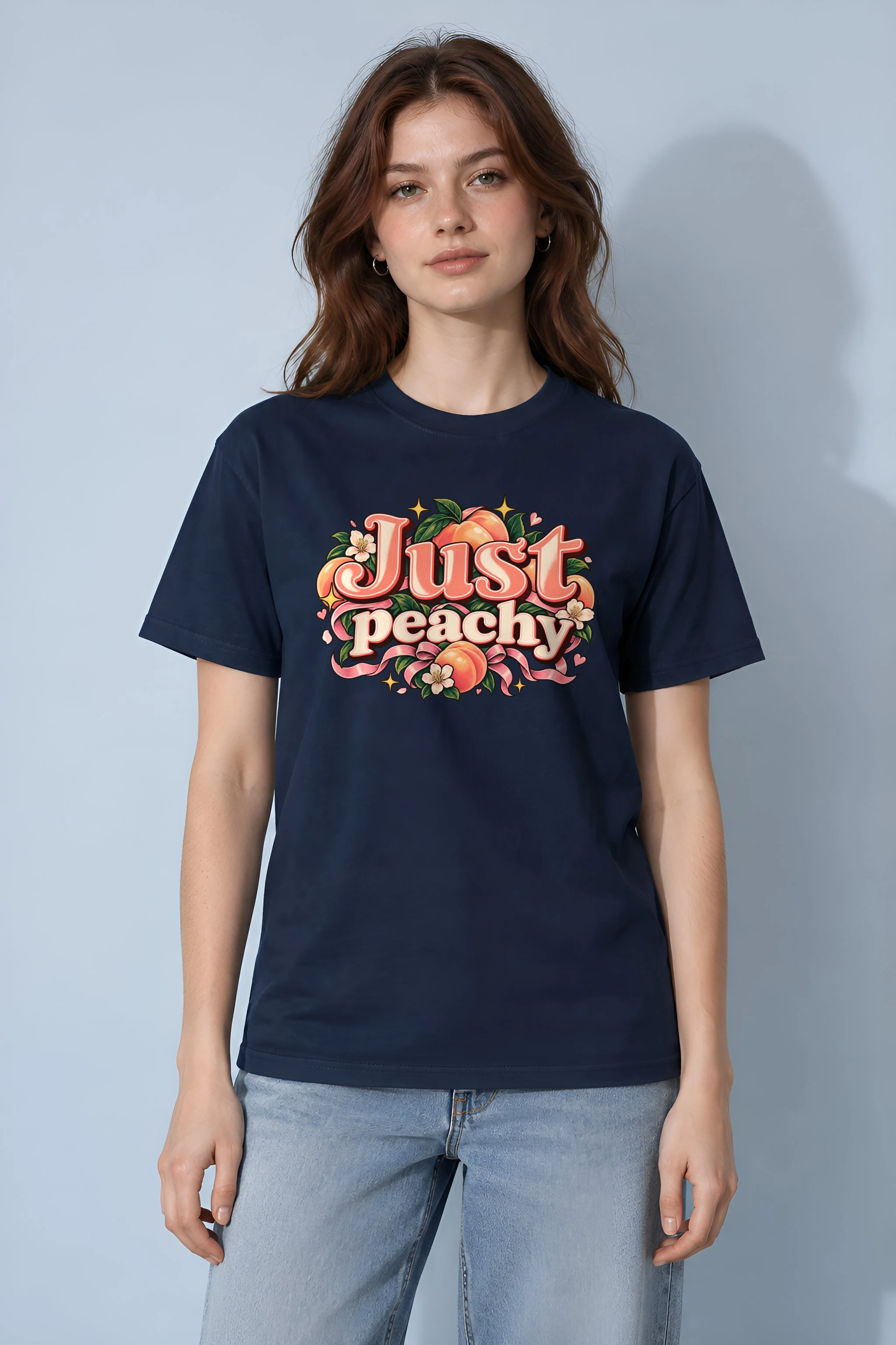"Peach Ribbon Script" Heavyweight Unisex Crewneck T-shirt
