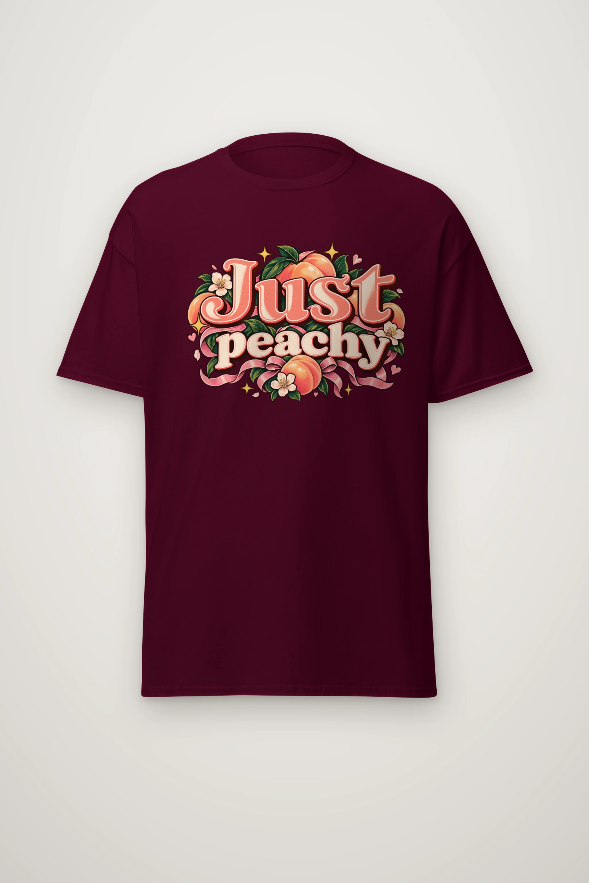 "Peach Ribbon Script" Heavyweight Unisex Crewneck T-shirt