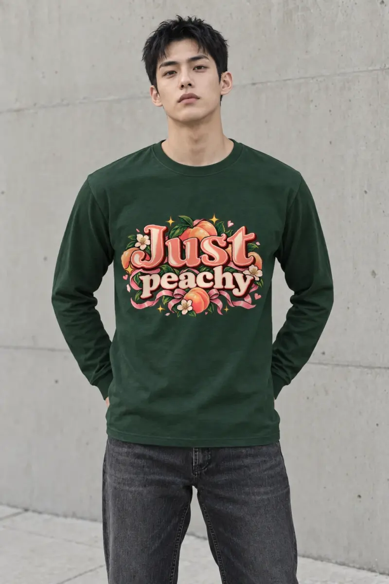 "Peach Ribbons Script" Unisex Longsleeve T-shirt