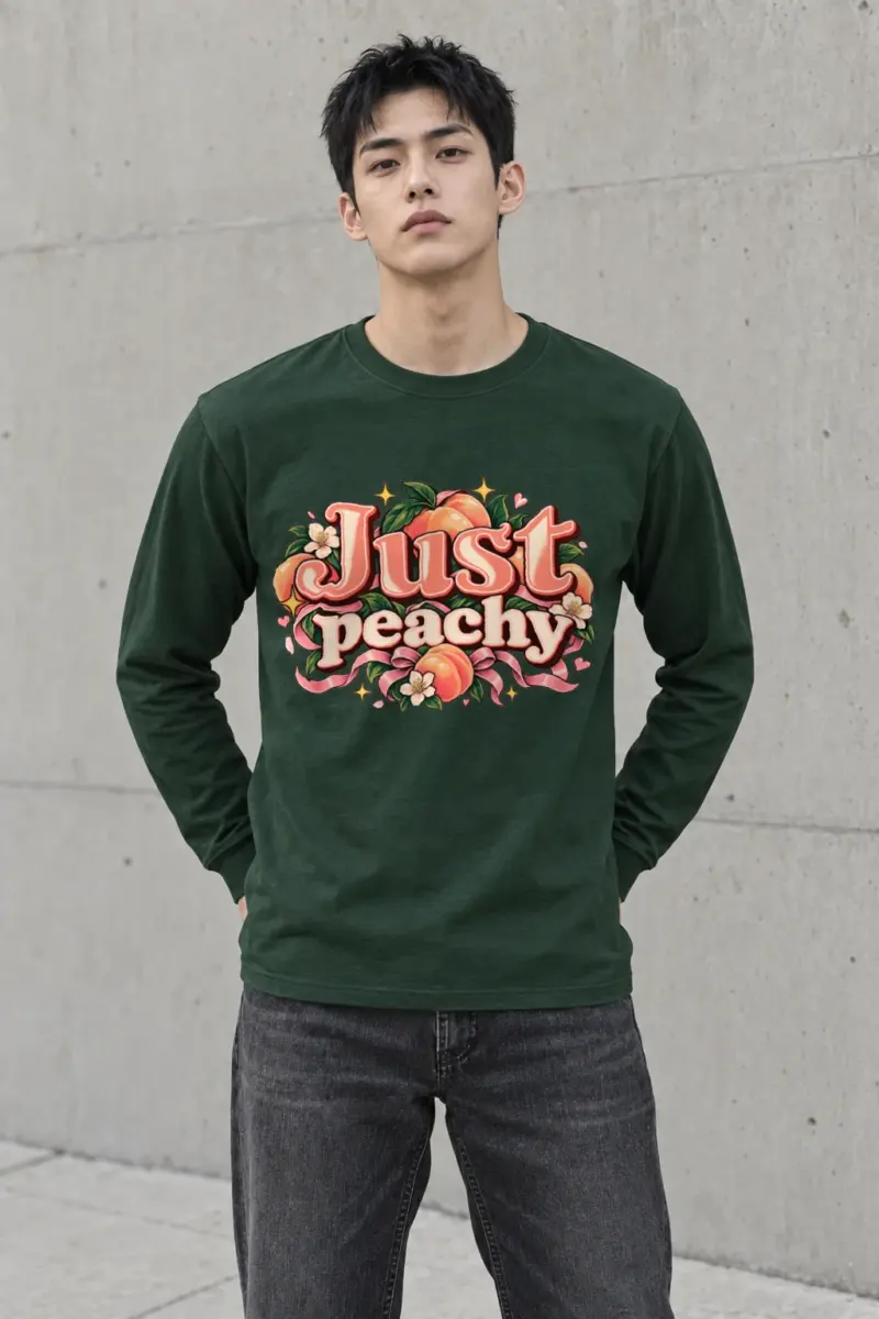 "Peach Ribbons Script" Unisex Longsleeve T-shirt