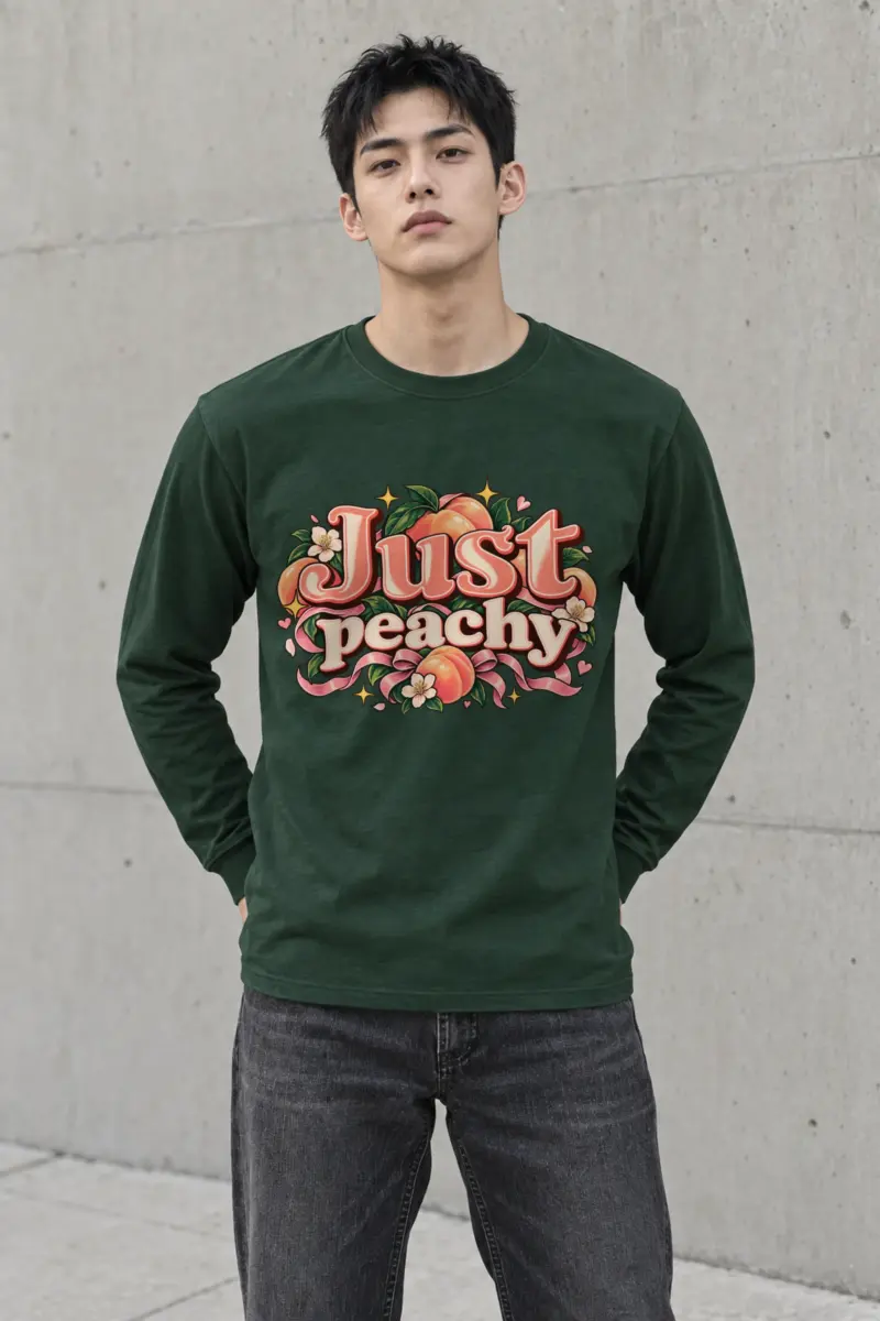 "Peach Ribbons Script" Unisex Longsleeve T-shirt