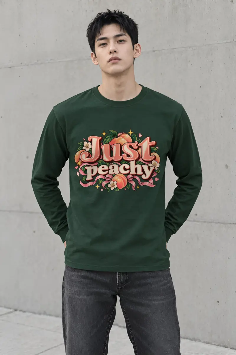 "Peach Ribbons Script" Unisex Longsleeve T-shirt