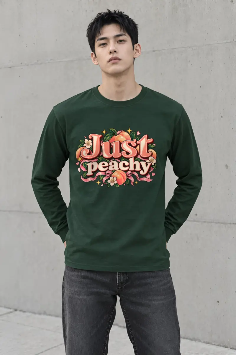 "Peach Ribbons Script" Unisex Longsleeve T-shirt