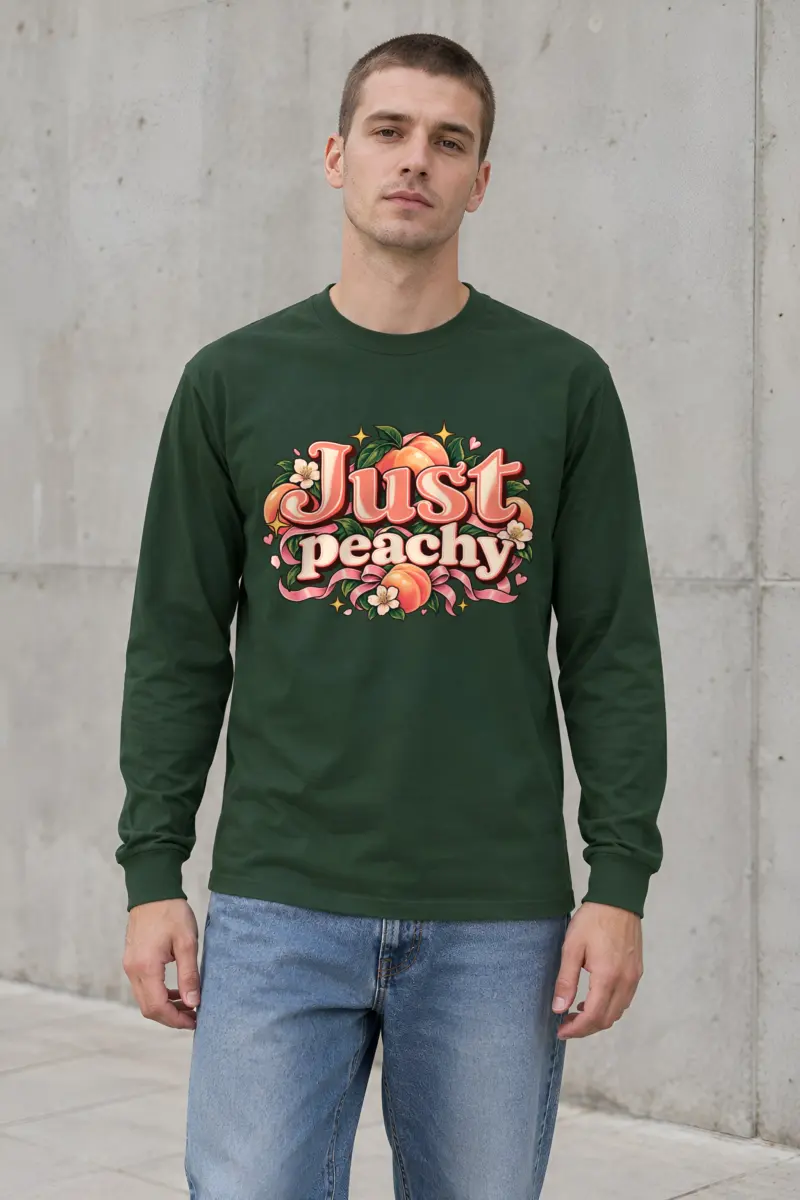 "Peach Ribbons Script" Unisex Longsleeve T-shirt