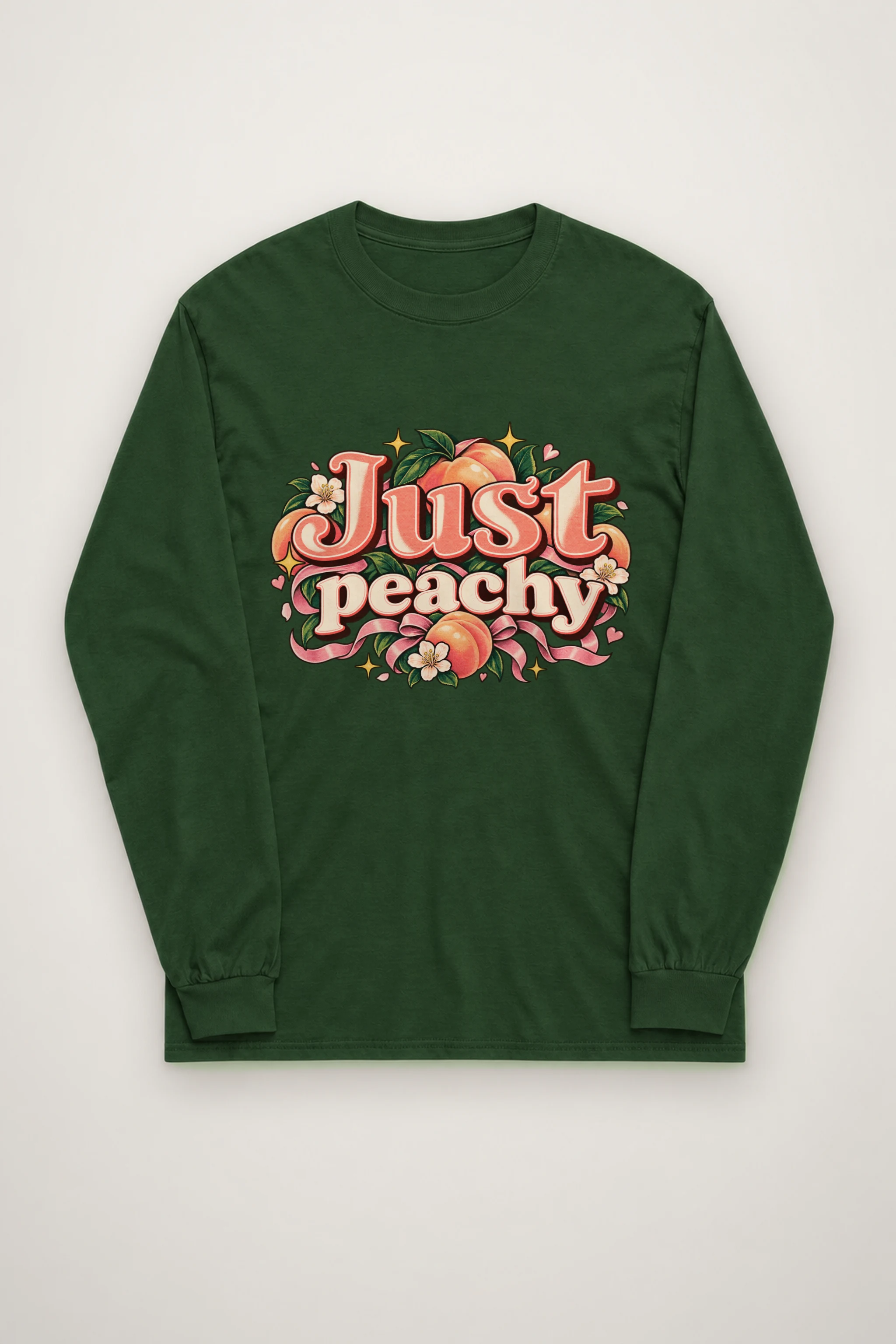 "Peach Ribbons Script" Unisex Longsleeve T-shirt
