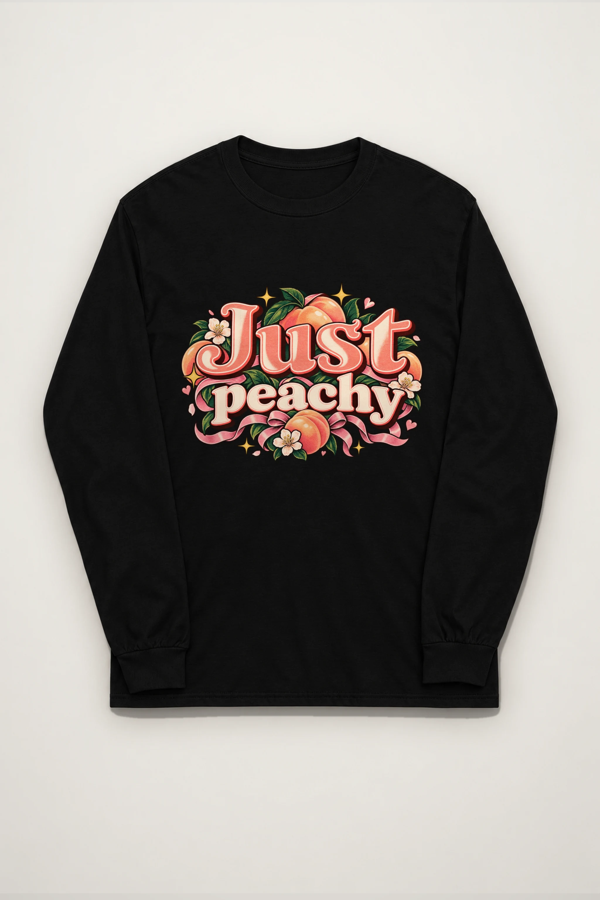 "Peach Ribbons Script" Unisex Longsleeve T-shirt