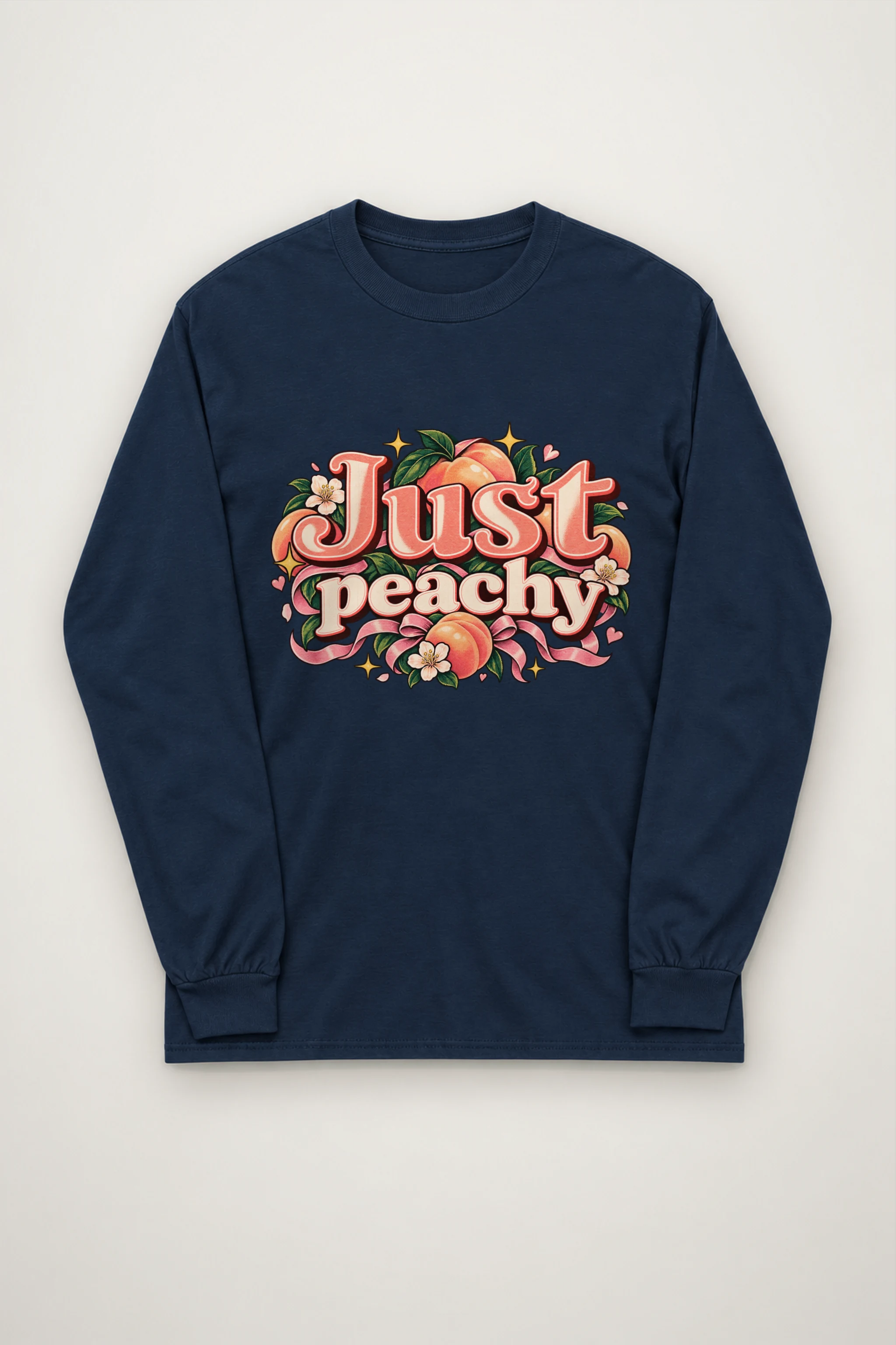 "Peach Ribbons Script" Unisex Longsleeve T-shirt