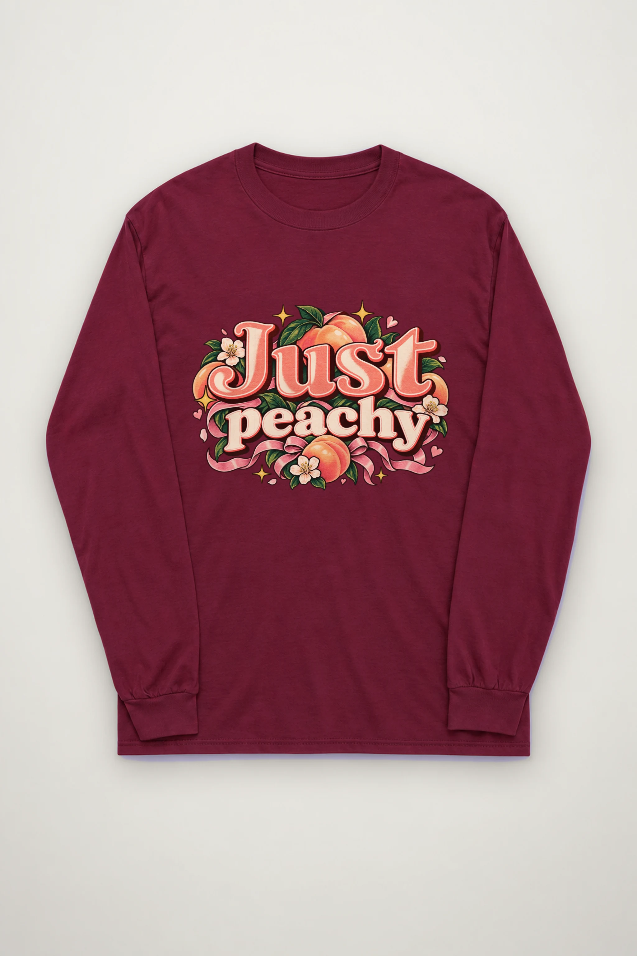 "Peach Ribbons Script" Unisex Longsleeve T-shirt