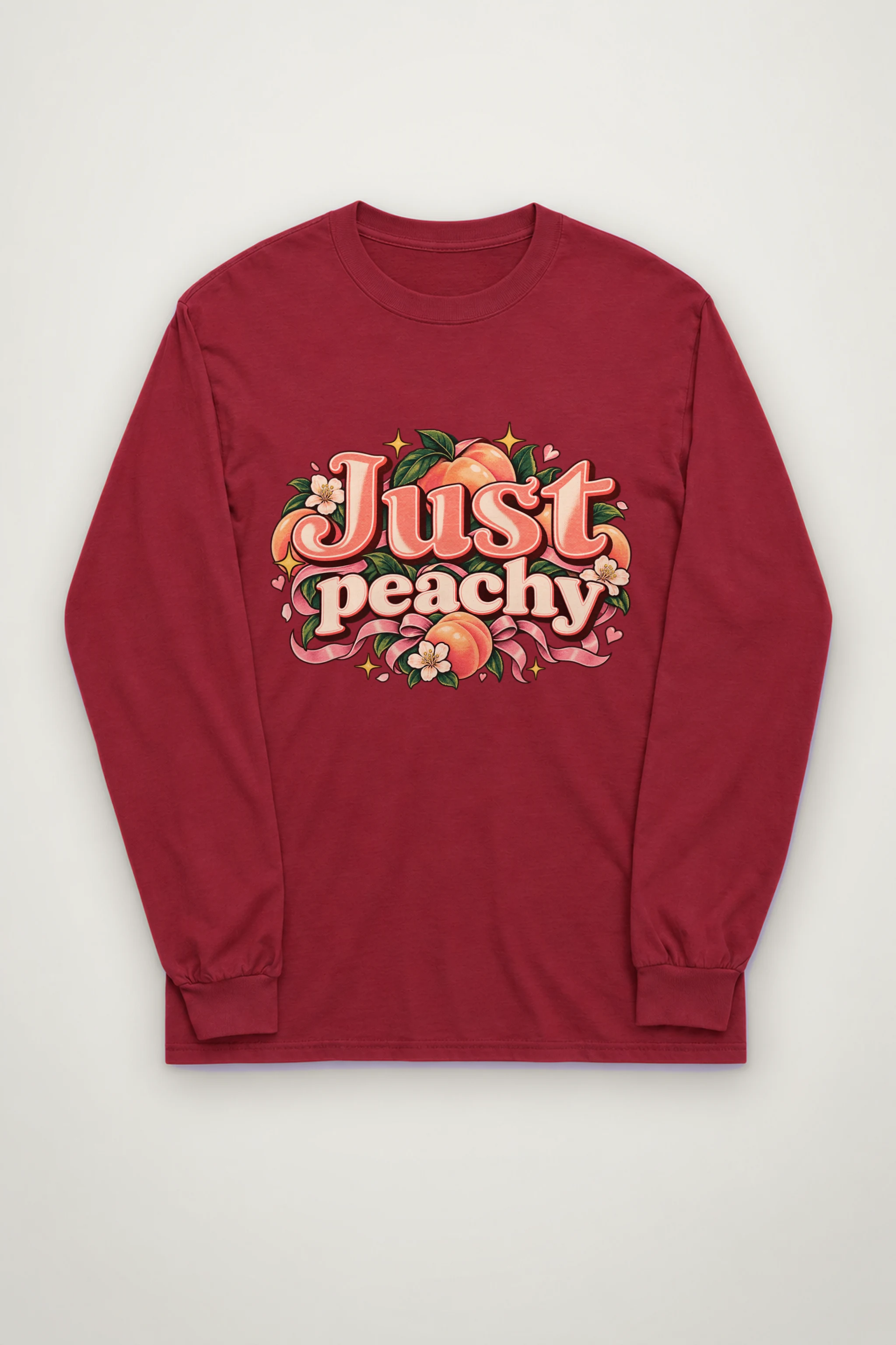 "Peach Ribbons Script" Unisex Longsleeve T-shirt