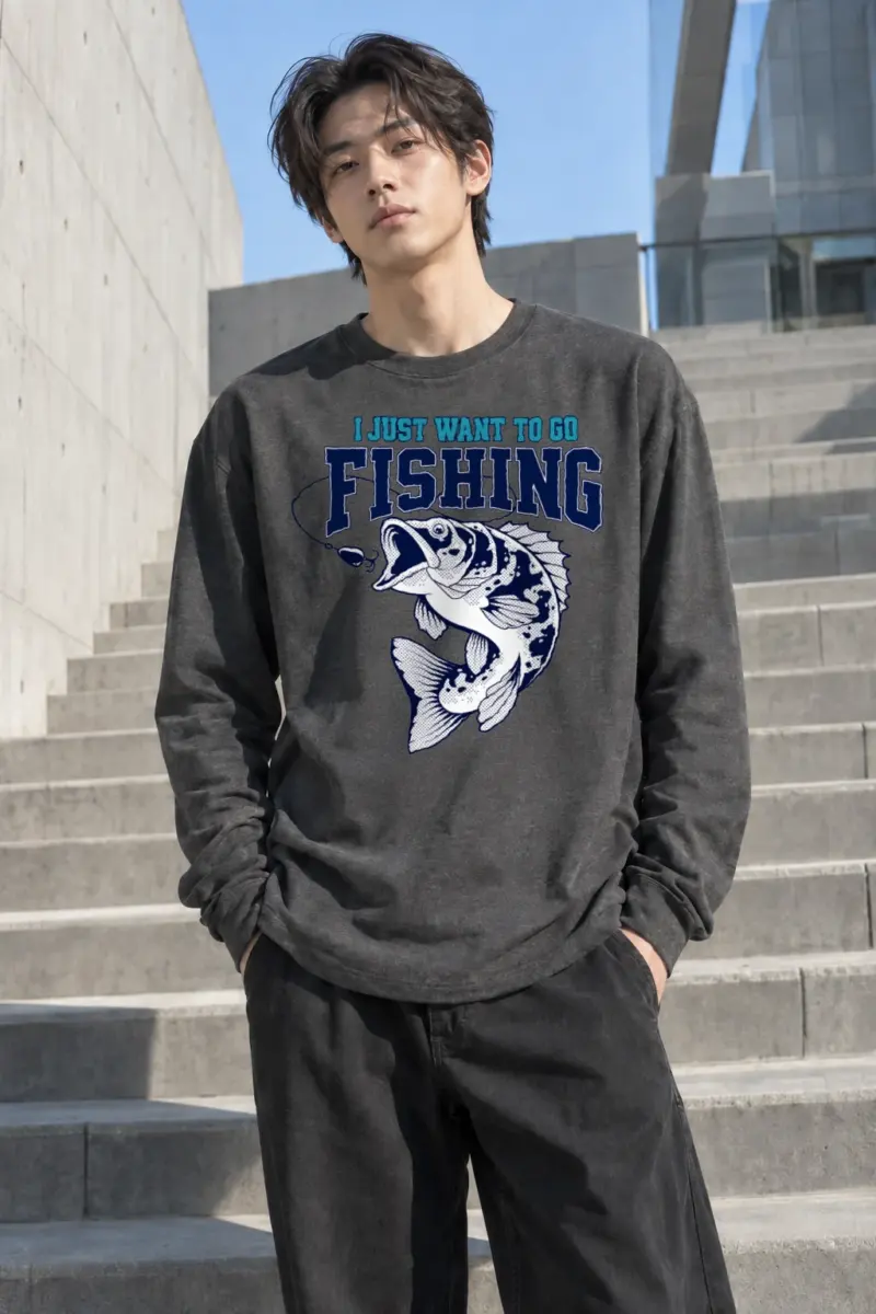 "Just Want To Fish" Unisex Longsleeve T-shirt | Gildan 2400