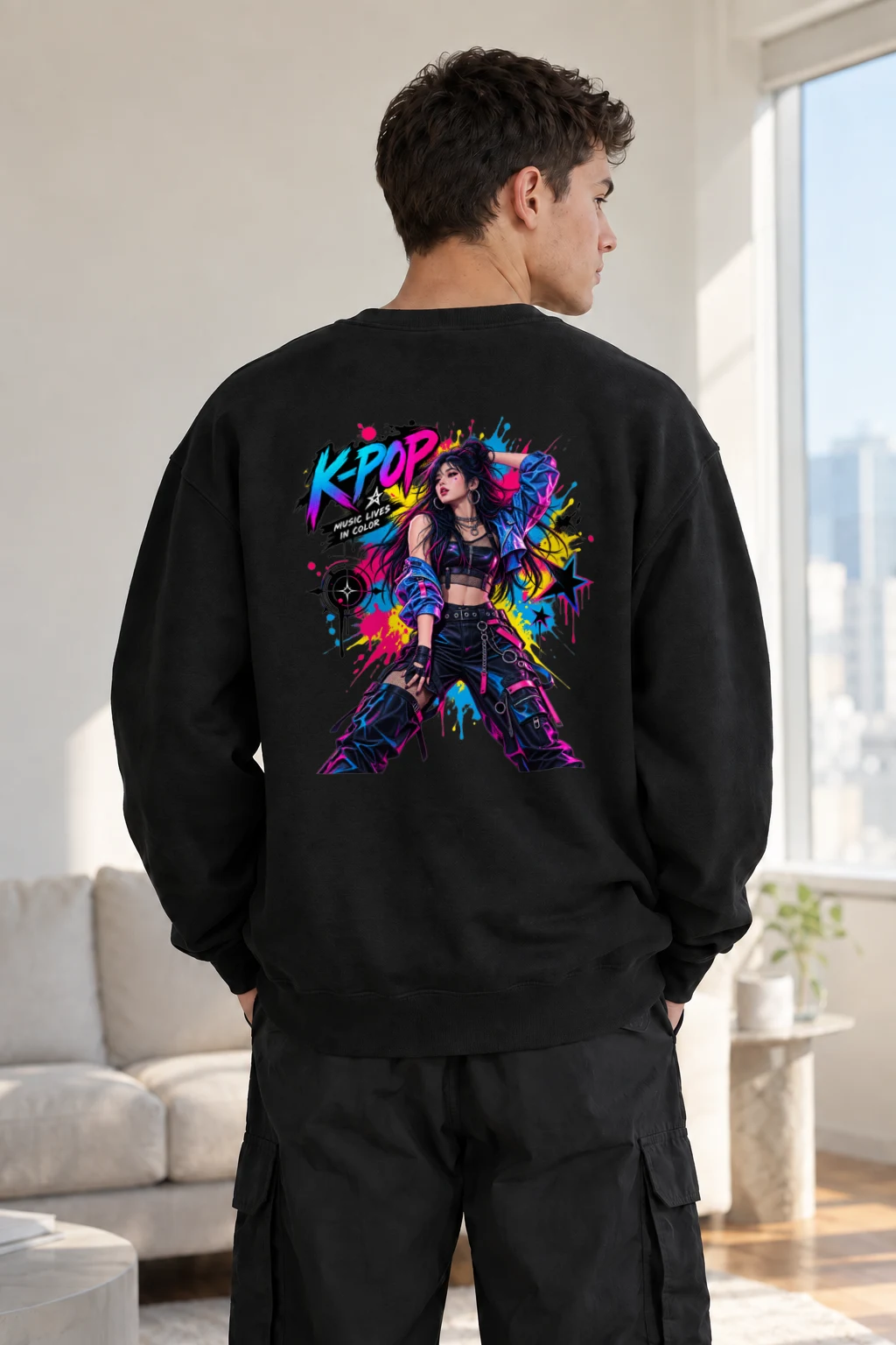 "K-Pop Lives In Color" Heavy Blend Unisex Crewneck Sweatshirt | Gildan 18000