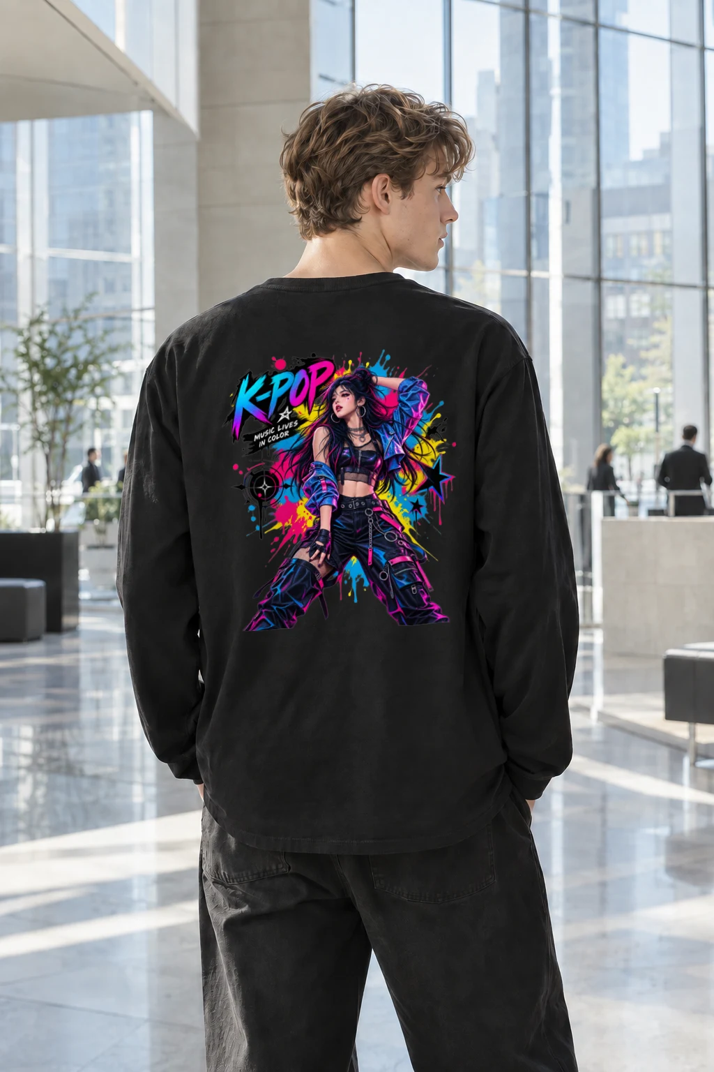 "K-Pop Music Lives In Color" Unisex Longsleeve T-shirt | Gildan 2400