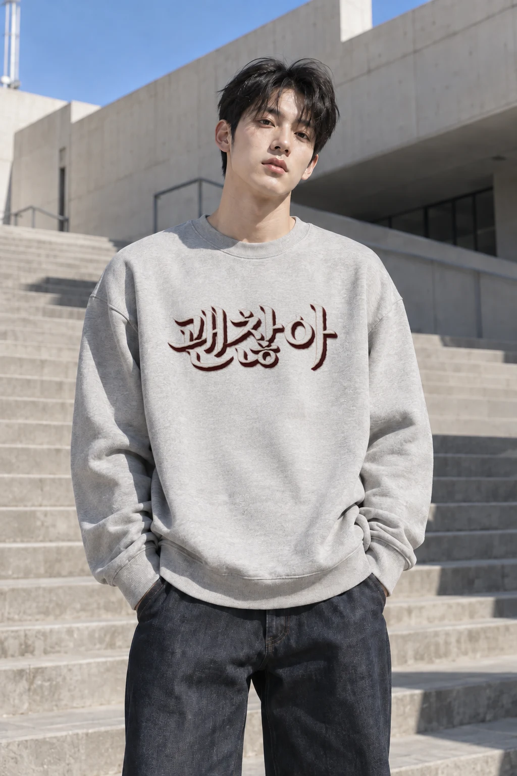 "Kaesong Calligraphy" Heavy Blend Unisex Crewneck Sweatshirt | Gildan 18000
