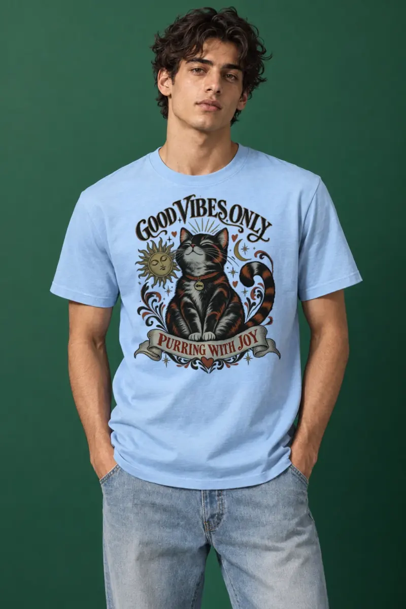 "Karma Is A Cat" Heavyweight Unisex Crewneck T-shirt | Gildan 5000