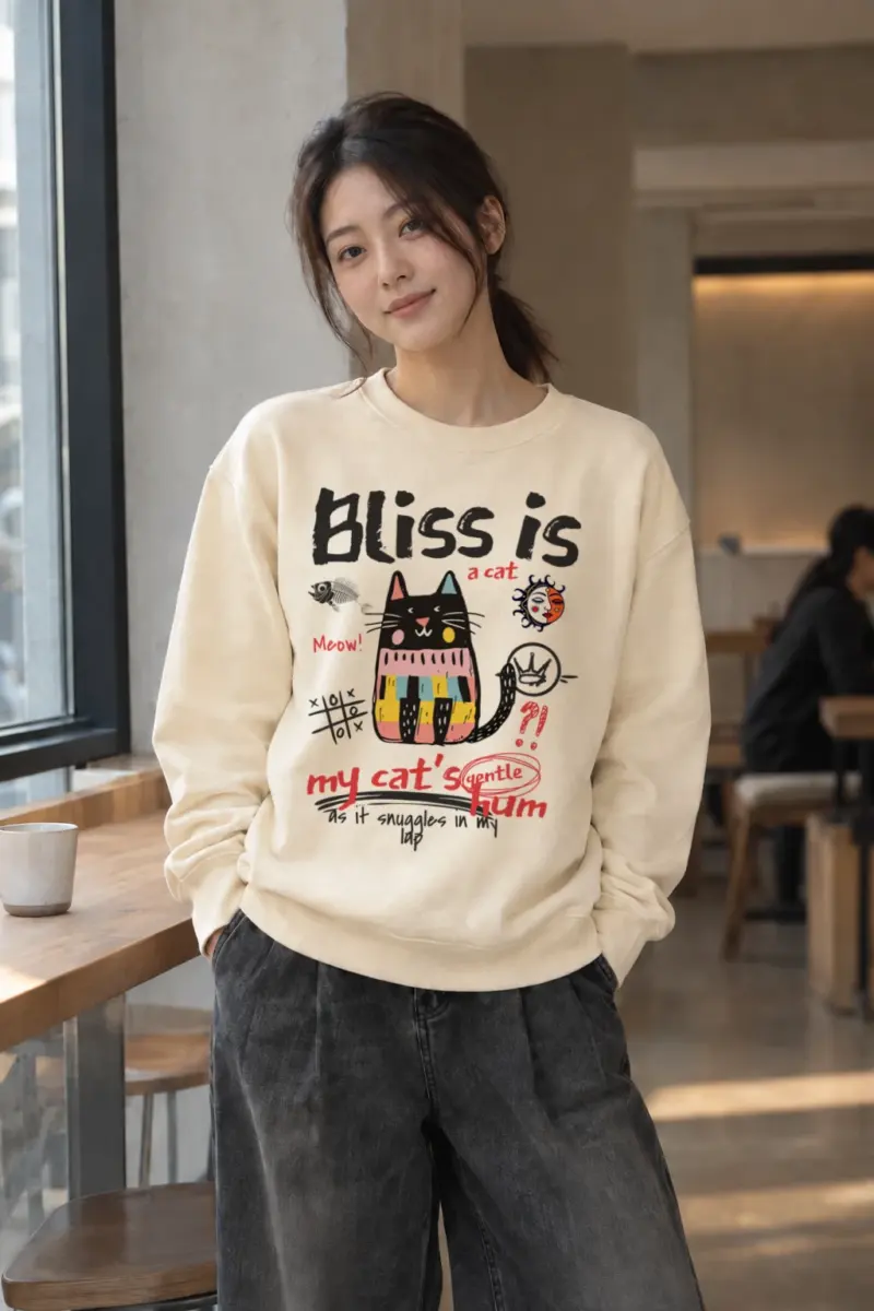 “Karma Is A Cat” Unisex Sponge Fleece Crewneck Sweatshirt | Bella + Canvas 3901