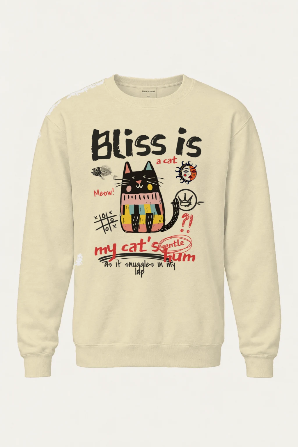 "Karma Is A Cat" Unisex Sponge Fleece Crewneck Sweatshirt | Bella + Canvas 3901