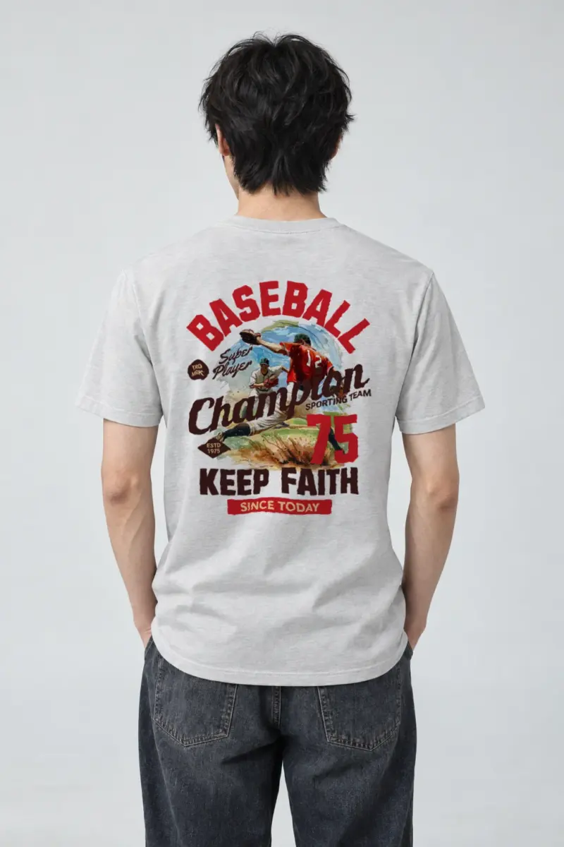 "Keep Faith Baseball" Heavyweight Unisex Crewneck T-shirt