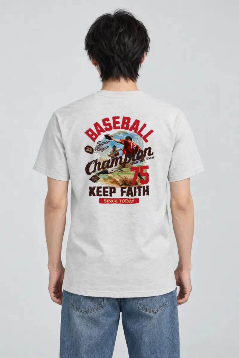 "Keep Faith Baseball" Heavyweight Unisex Crewneck T-shirt