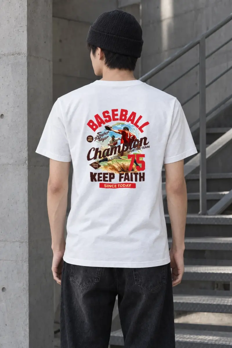 "Keep Faith Baseball" Heavyweight Unisex Crewneck T-shirt