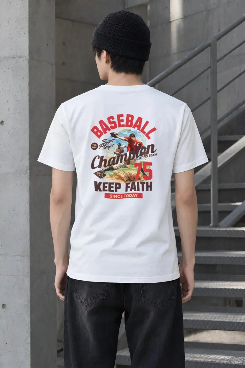 "Keep Faith Baseball" Heavyweight Unisex Crewneck T-shirt