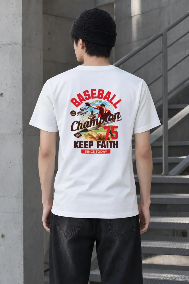 "Keep Faith Baseball" Heavyweight Unisex Crewneck T-shirt