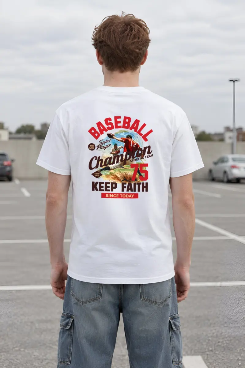 "Keep Faith Baseball" Heavyweight Unisex Crewneck T-shirt