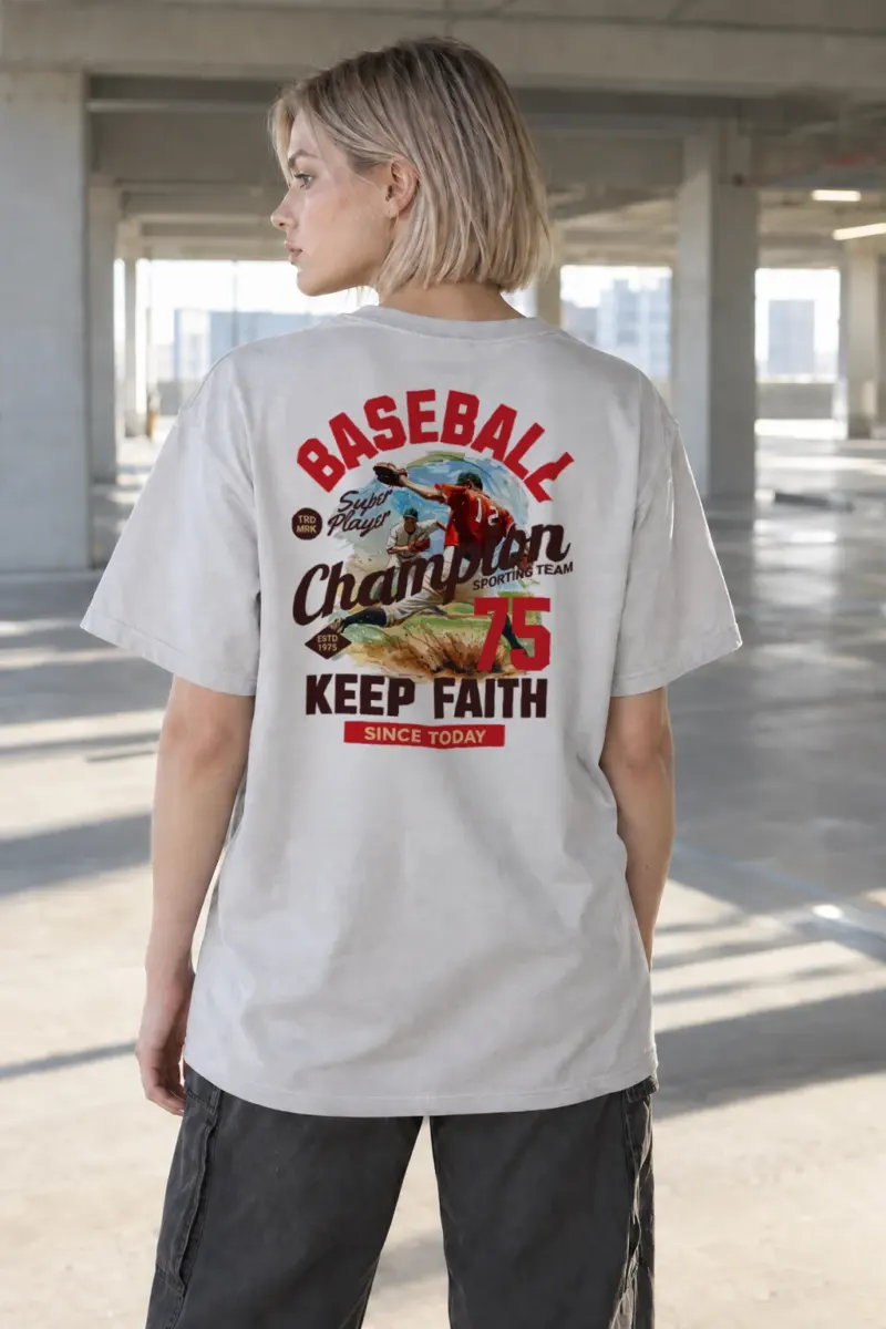 "Keep Faith Baseball" Heavyweight Unisex Crewneck T-shirt | Gildan 5000