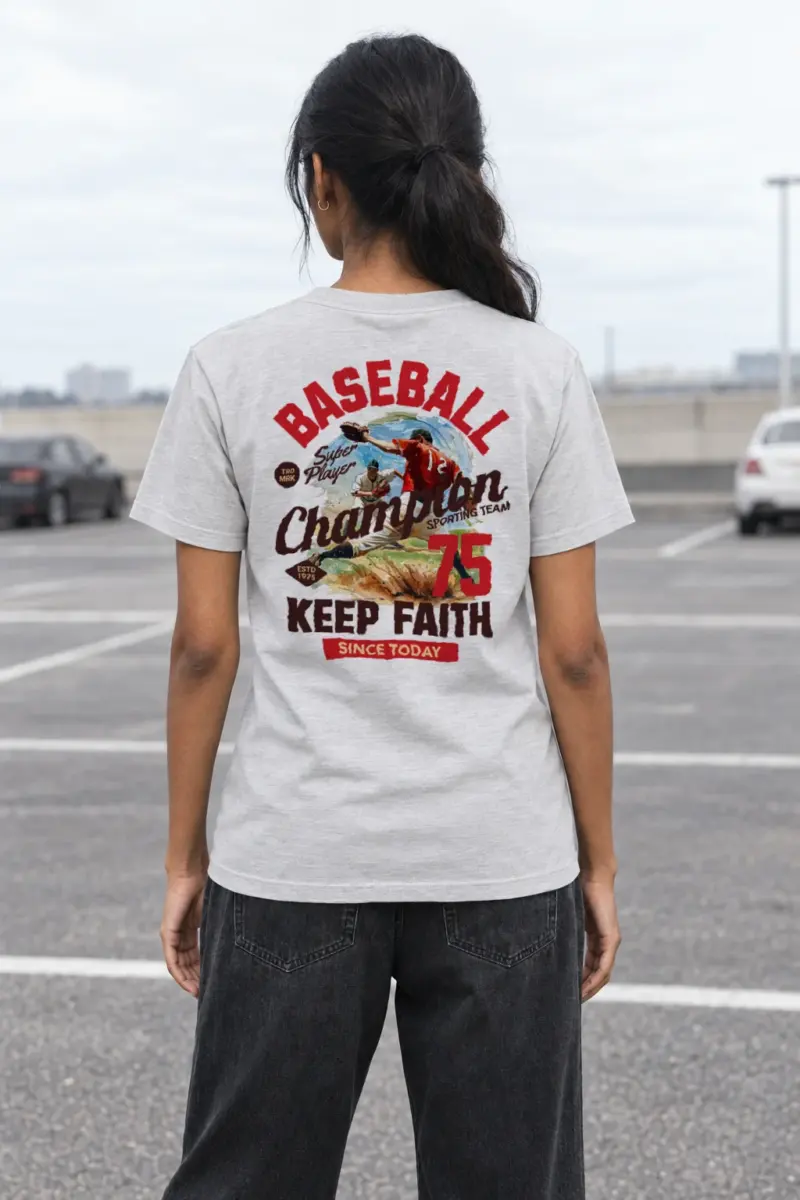 "Keep Faith Baseball" Heavyweight Unisex Crewneck T-shirt | Gildan 5000