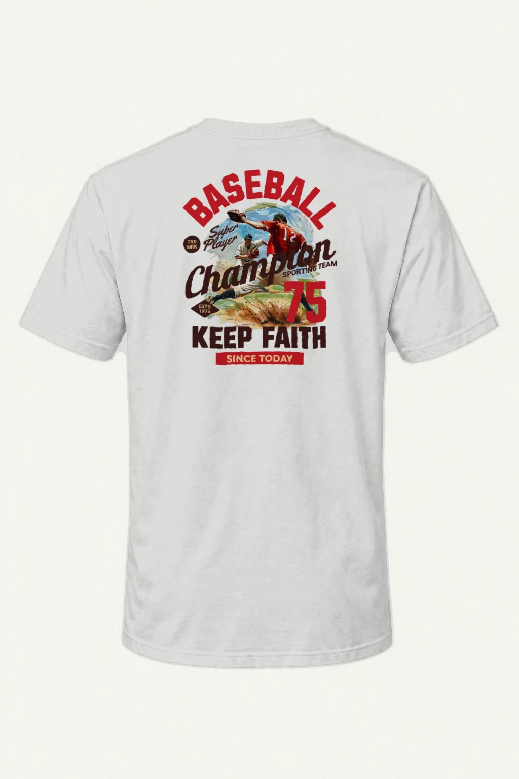 "Keep Faith Baseball" Heavyweight Unisex Crewneck T-shirt | Gildan 5000