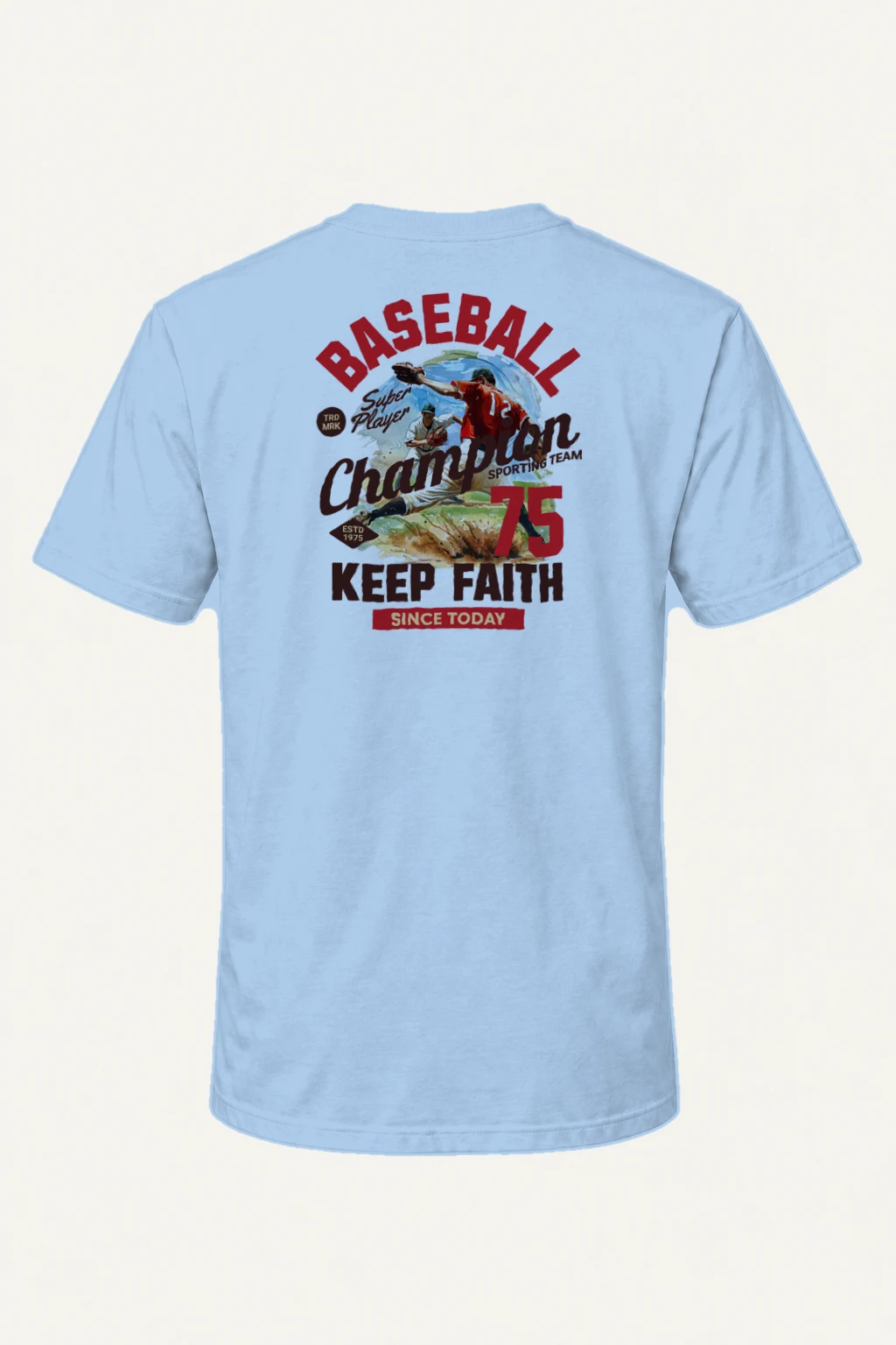 "Keep Faith Baseball" Heavyweight Unisex Crewneck T-shirt | Gildan 5000