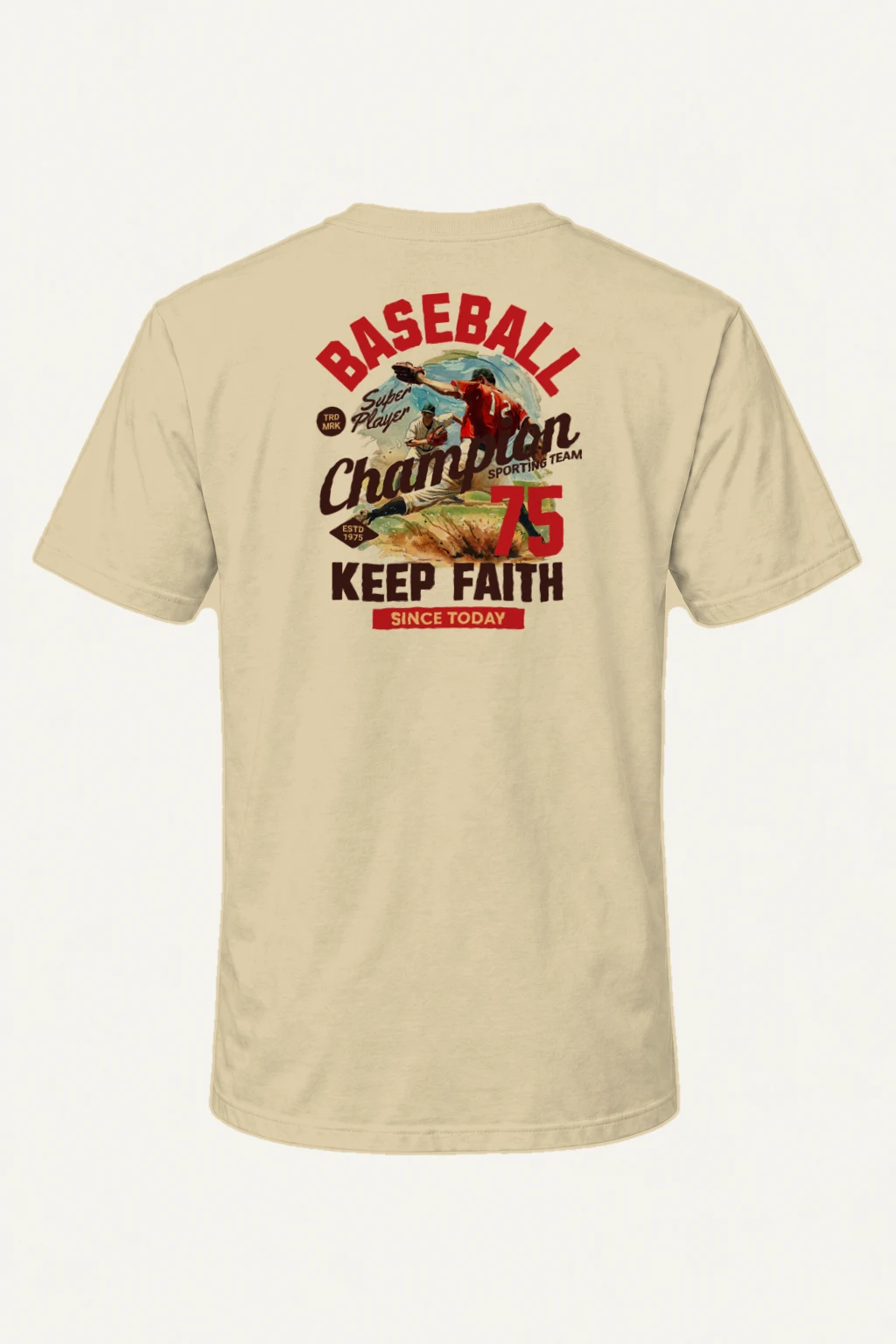 "Keep Faith Baseball" Heavyweight Unisex Crewneck T-shirt | Gildan 5000