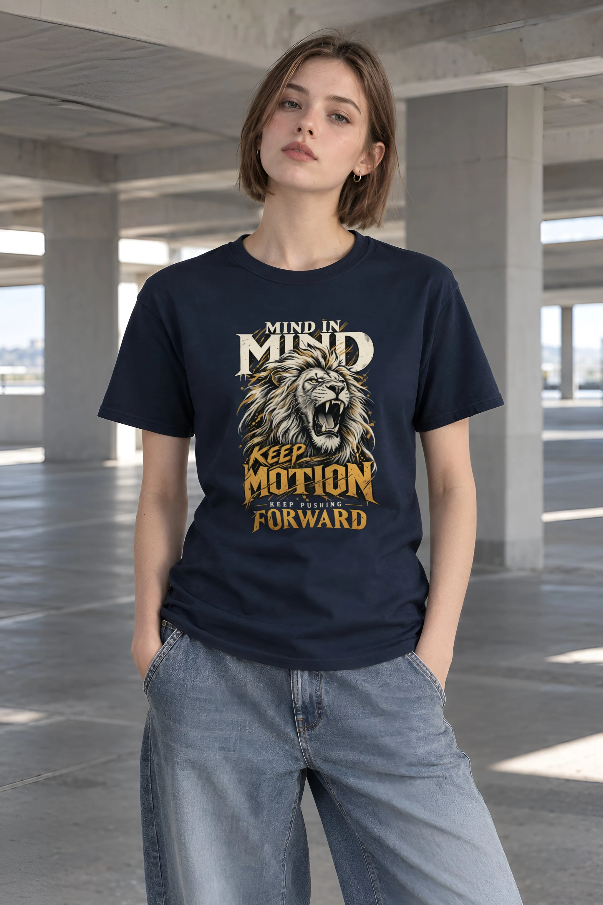 "Keep Pushing Forward" Heavyweight Unisex Crewneck T-shirt