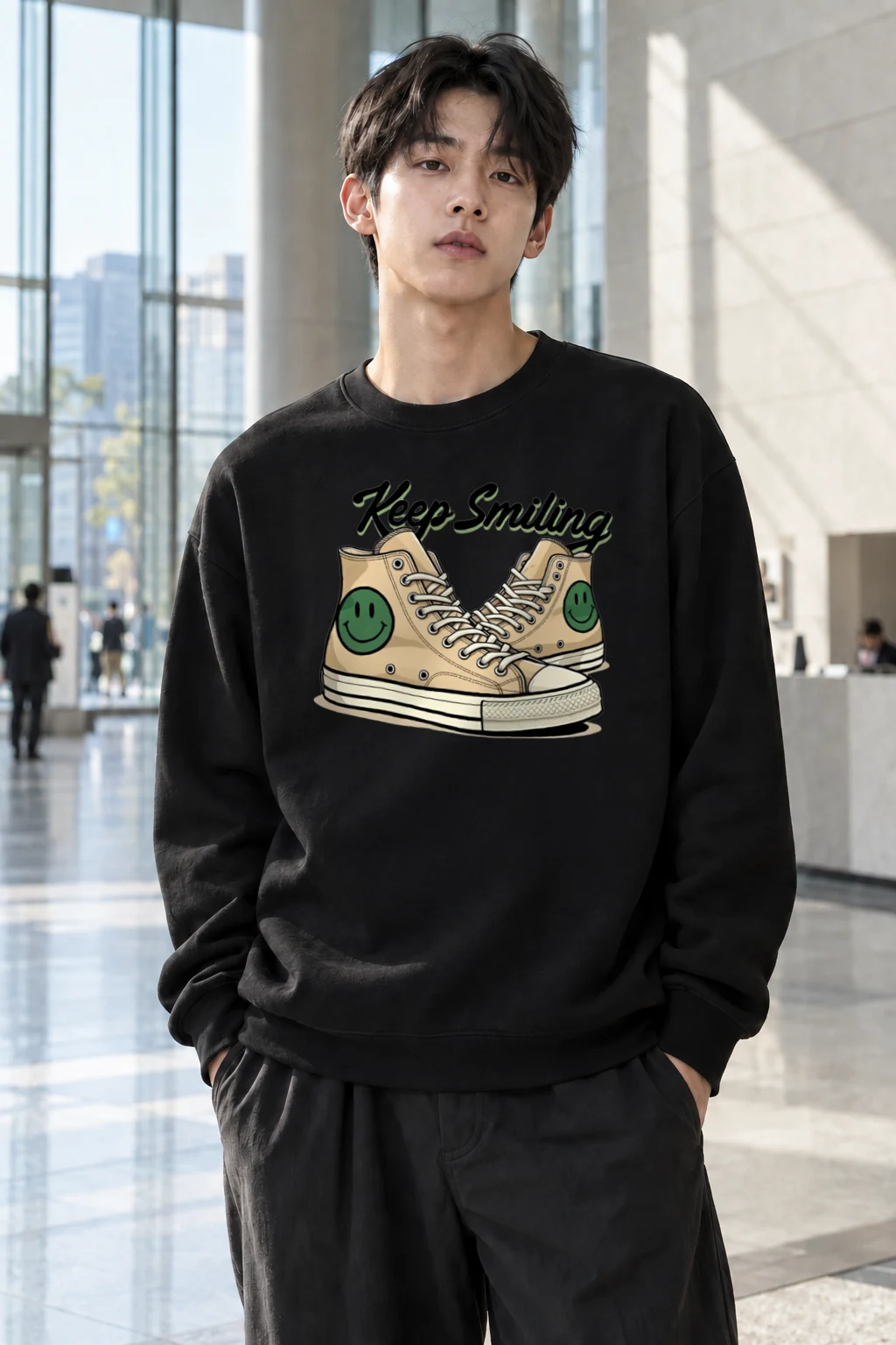 "Keep Smiling Sneakers" Heavy Blend Unisex Crewneck Sweatshirt | Gildan 18000