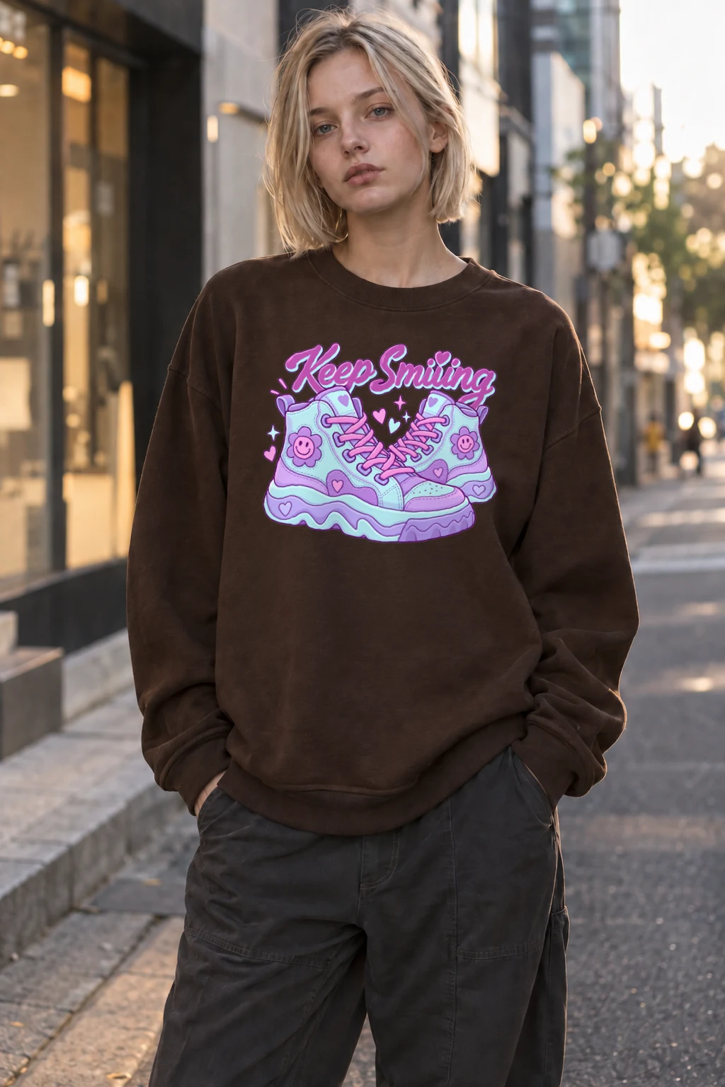 "Keep Smiling Sneakers" Heavy Blend Unisex Crewneck Sweatshirt | Gildan 18000