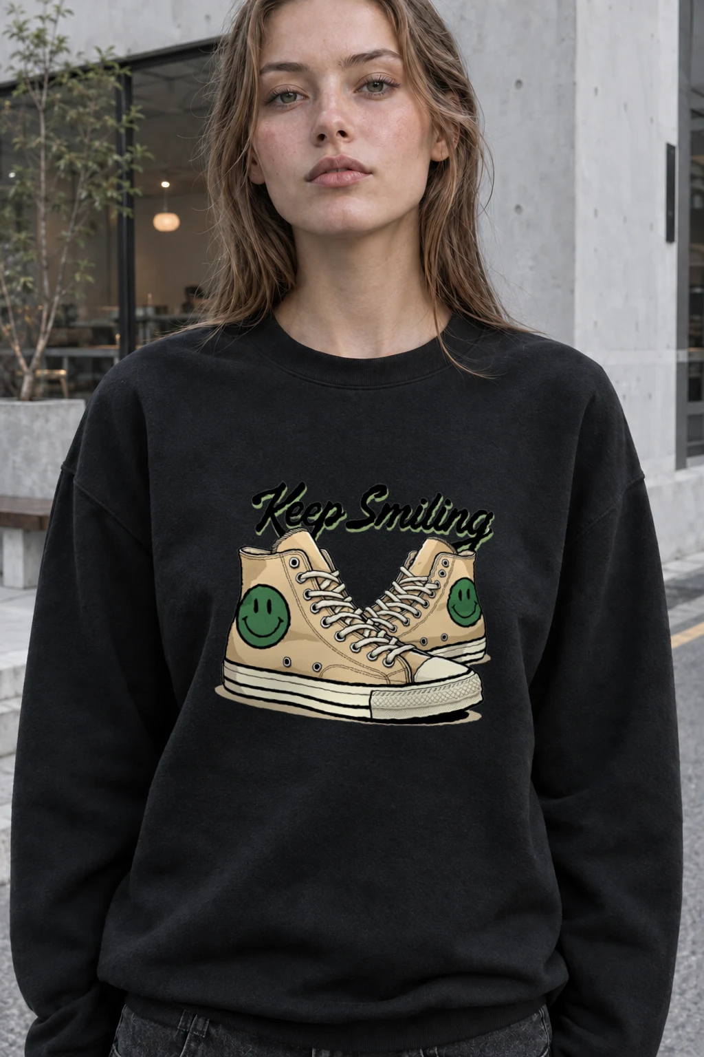 "Keep Smiling Sneakers" Heavy Blend Unisex Crewneck Sweatshirt | Gildan 18000