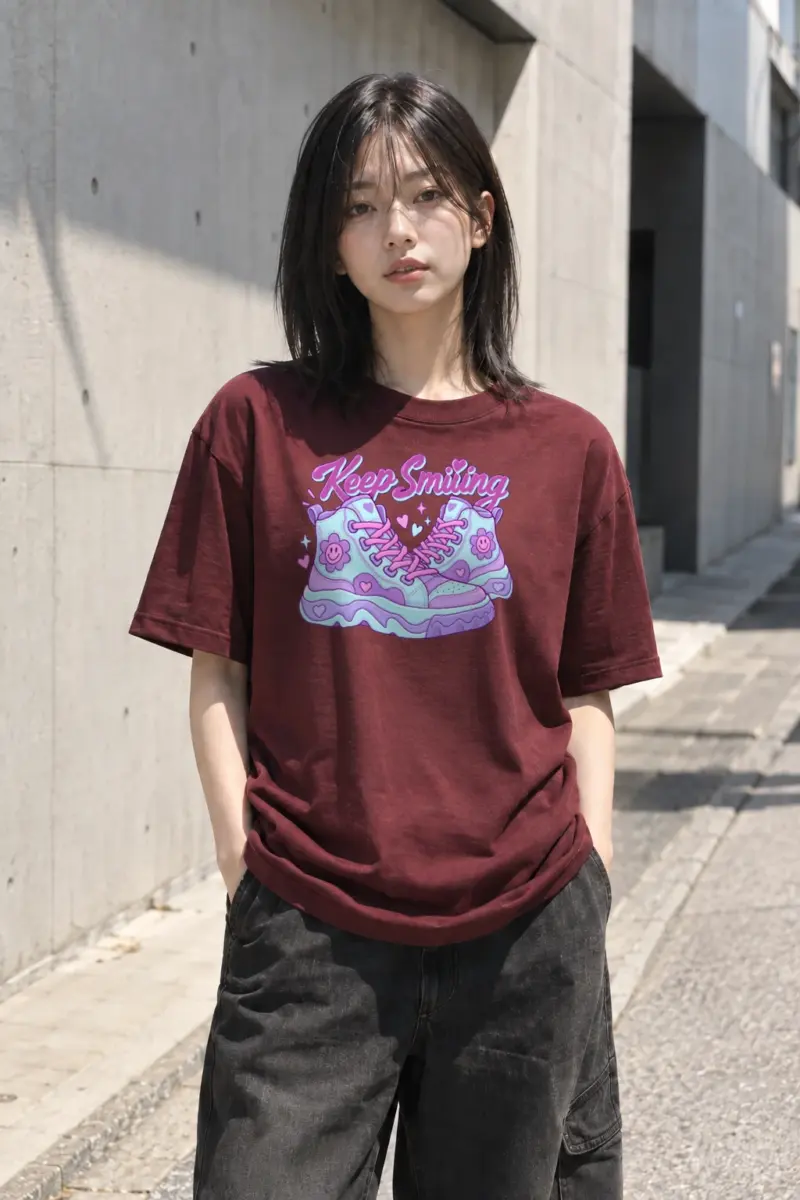 "Keep Smiling Sneakers" Heavyweight Unisex Crewneck T-shirt | Gildan 5000