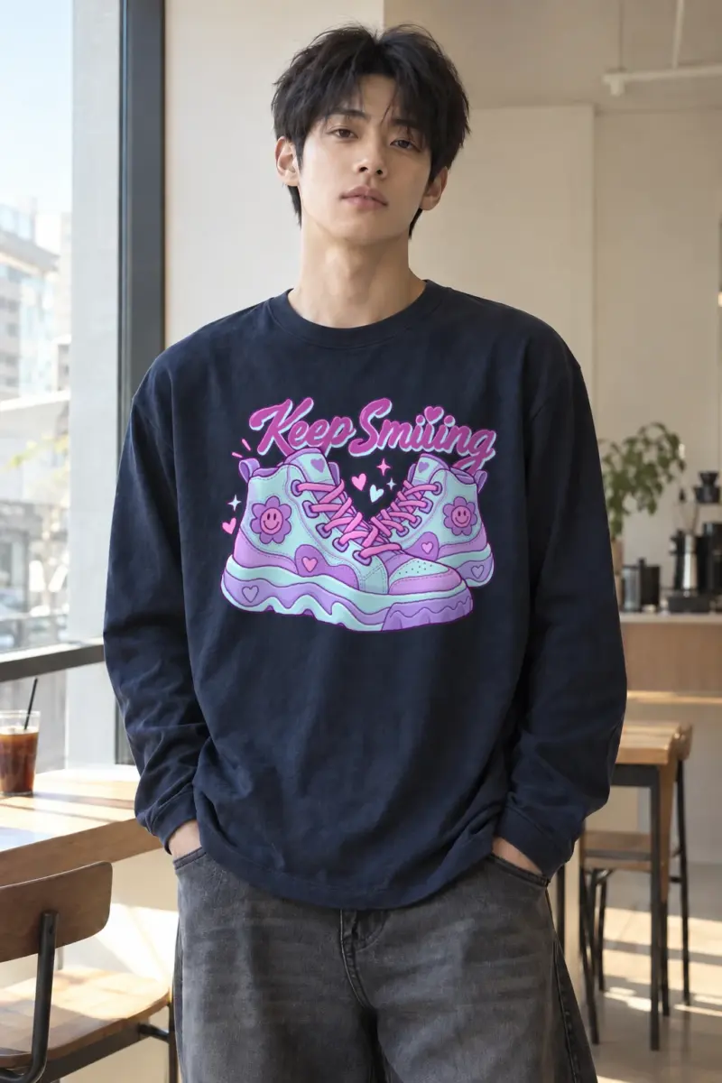 "Keep Smiling Sneakers" Unisex Longsleeve T-shirt | Gildan 2400