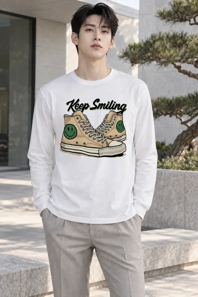 "Keep Smiling" Unisex Longsleeve T-shirt | Gildan 2400