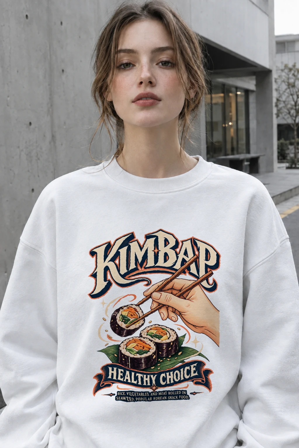 "Kimbap Healthy Choice" Heavy Blend Unisex Crewneck Sweatshirt | Gildan 18000