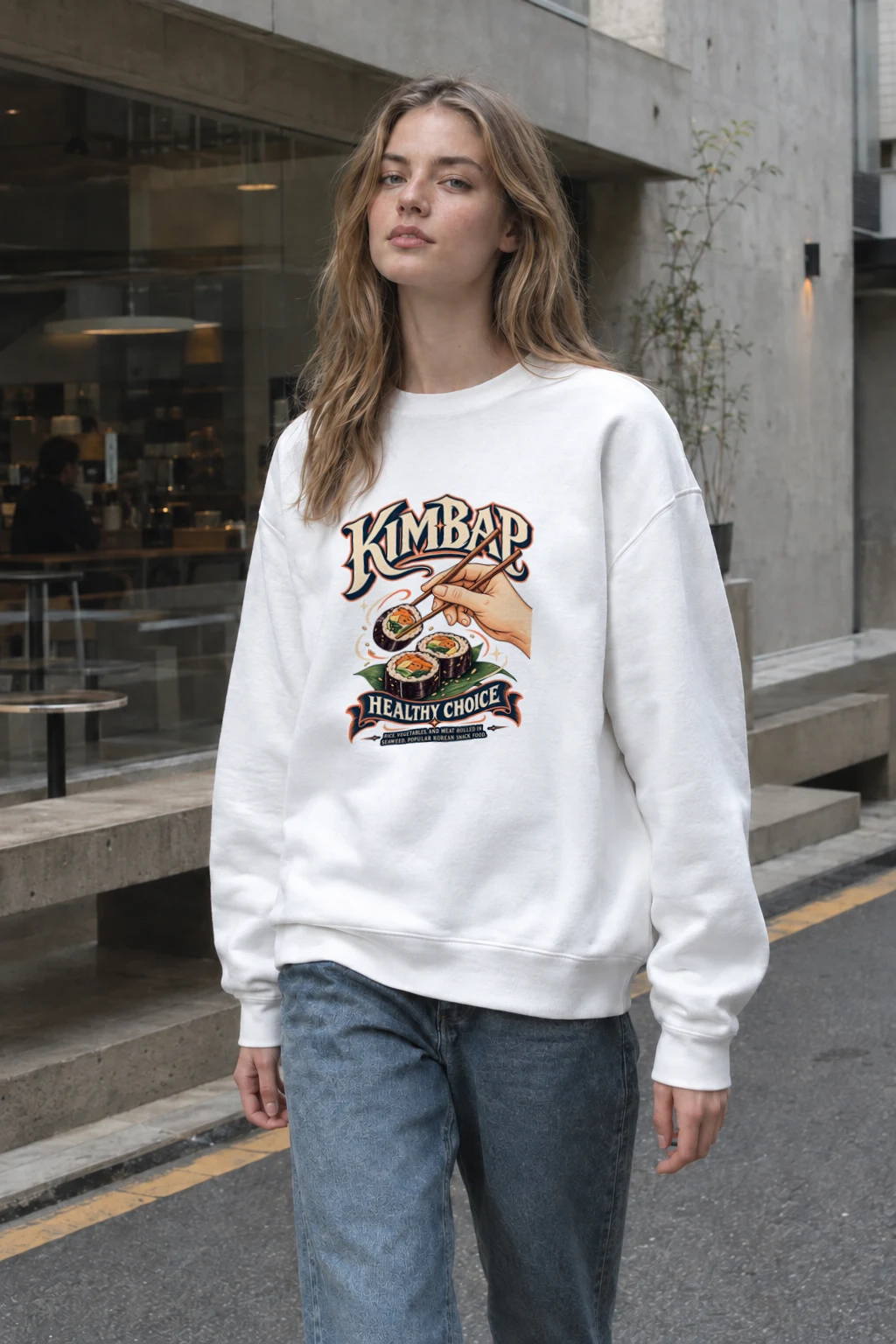 "Kimbap Healthy Choice" Heavy Blend Unisex Crewneck Sweatshirt | Gildan 18000
