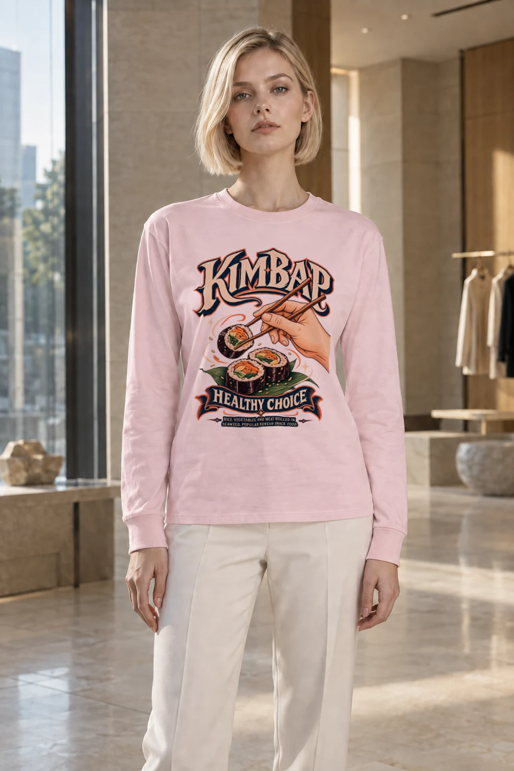 "Kimbap Healthy Choice" Unisex Longsleeve T-shirt | Gildan 2400