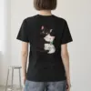 "Kitten Hug Blue Bow" Heavyweight Unisex Crewneck T-shirt