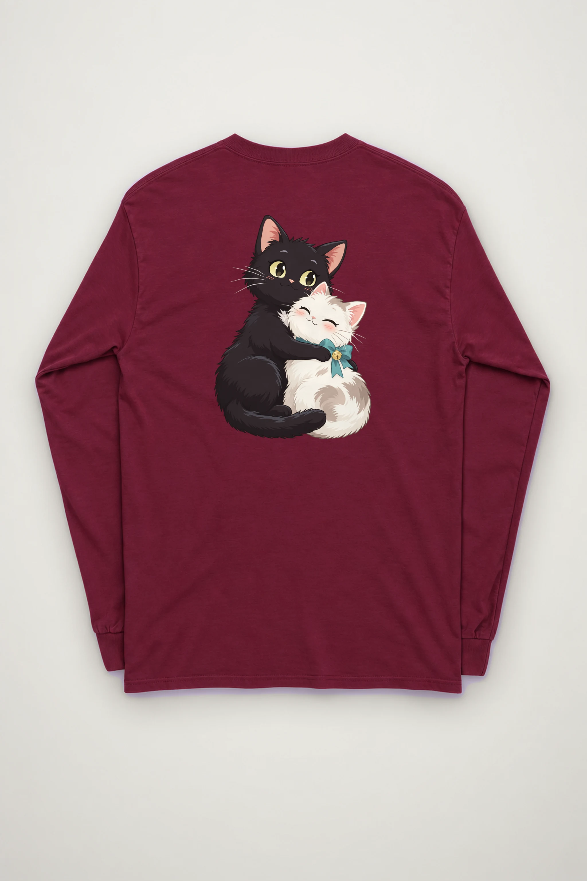 "Kitten Hug Blue Bow" Unisex Longsleeve T-shirt
