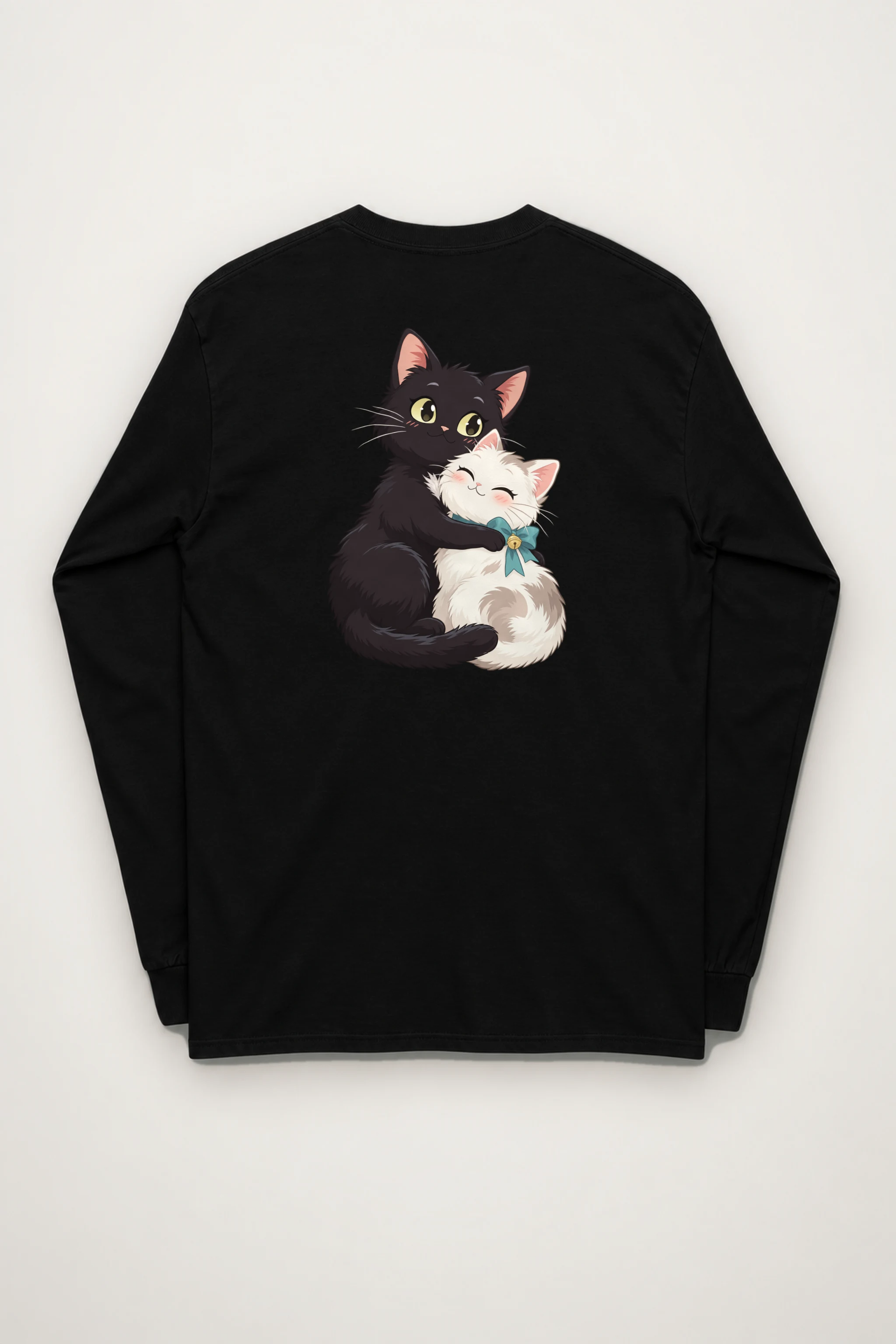 "Kitten Hug Blue Bow" Unisex Longsleeve T-shirt