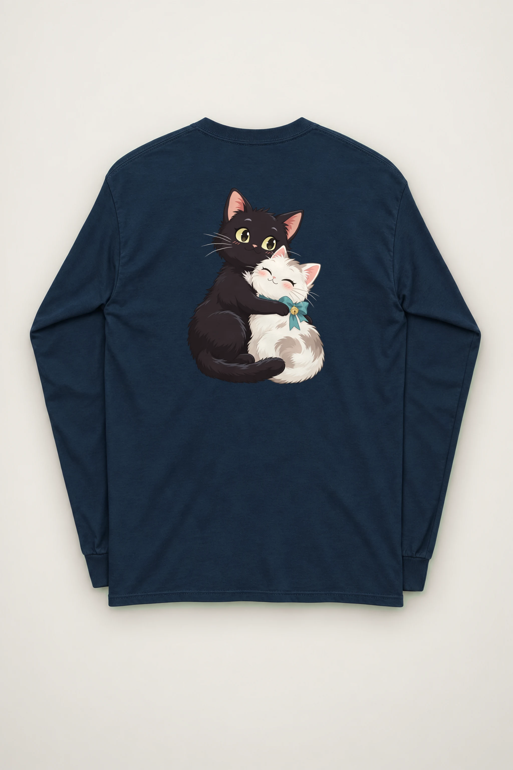 "Kitten Hug Blue Bow" Unisex Longsleeve T-shirt