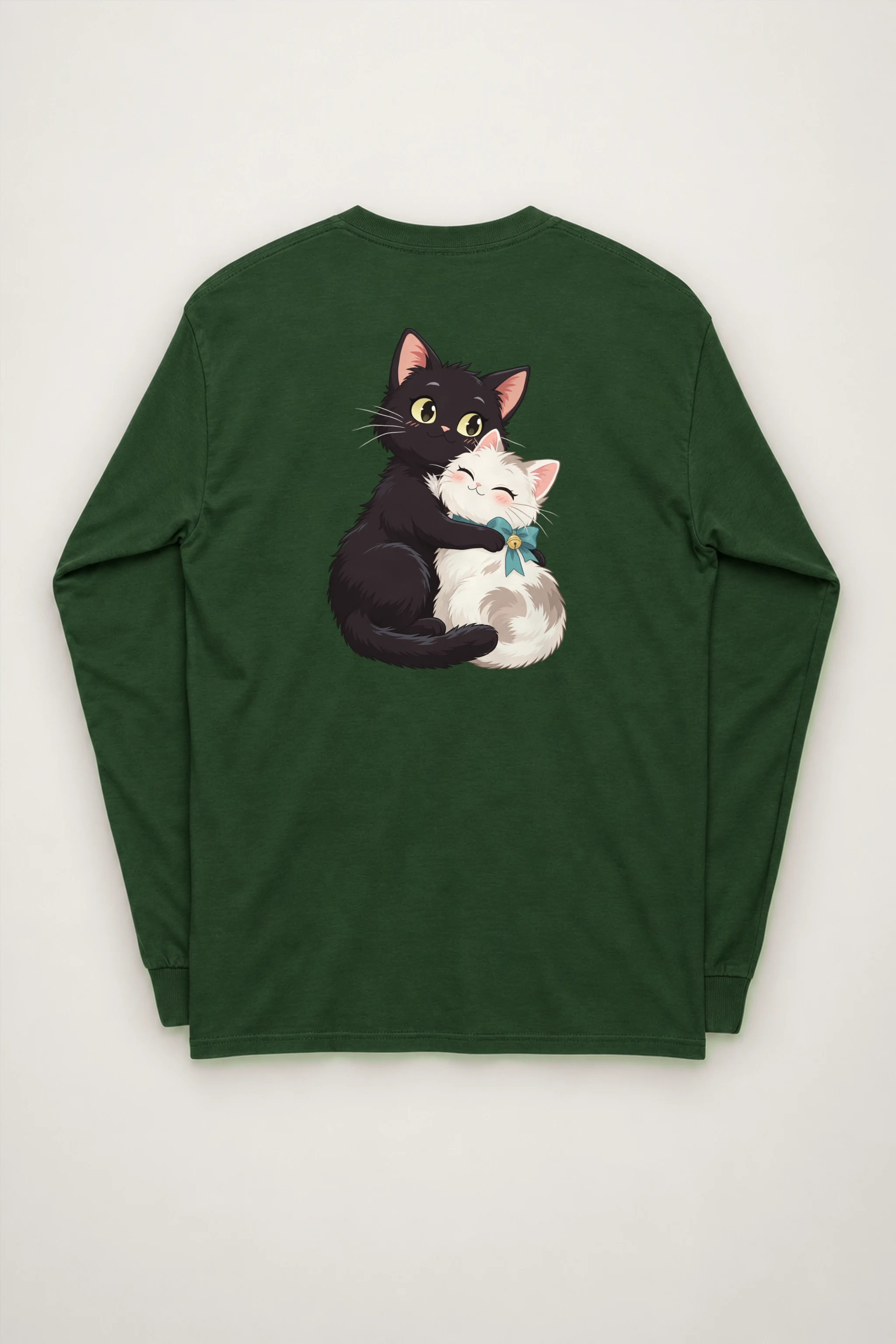 "Kitten Hug Blue Bow" Unisex Longsleeve T-shirt