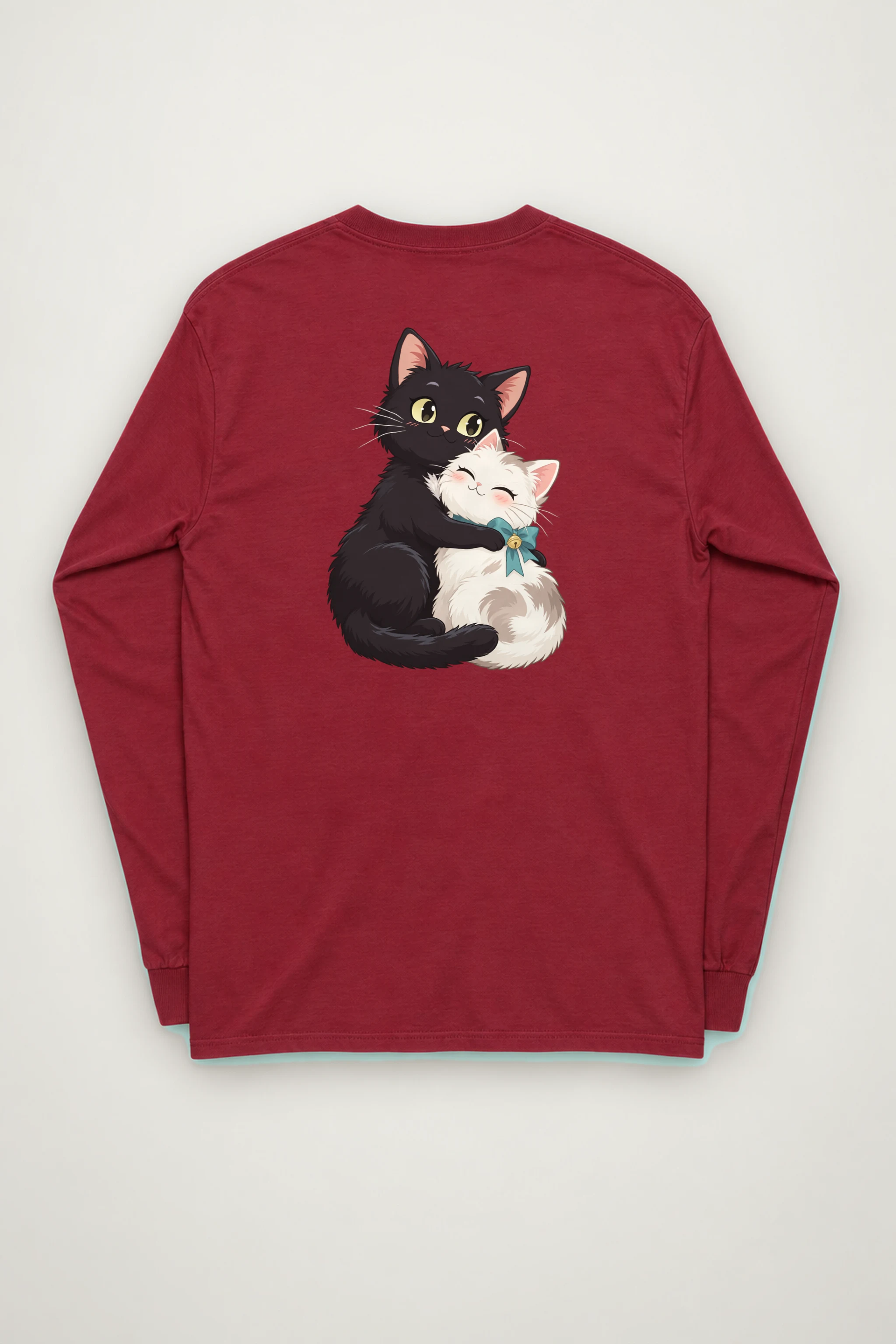 "Kitten Hug Blue Bow" Unisex Longsleeve T-shirt