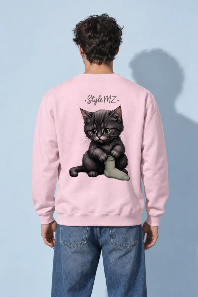 "Kitten With Green Sock" Heavy Blend Unisex Crewneck Sweatshirt | Gildan 18000