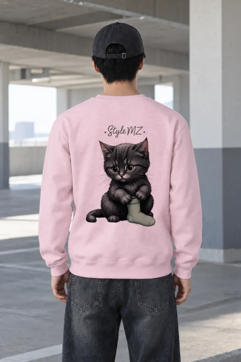 "Kitten With Green Sock" Heavy Blend Unisex Crewneck Sweatshirt