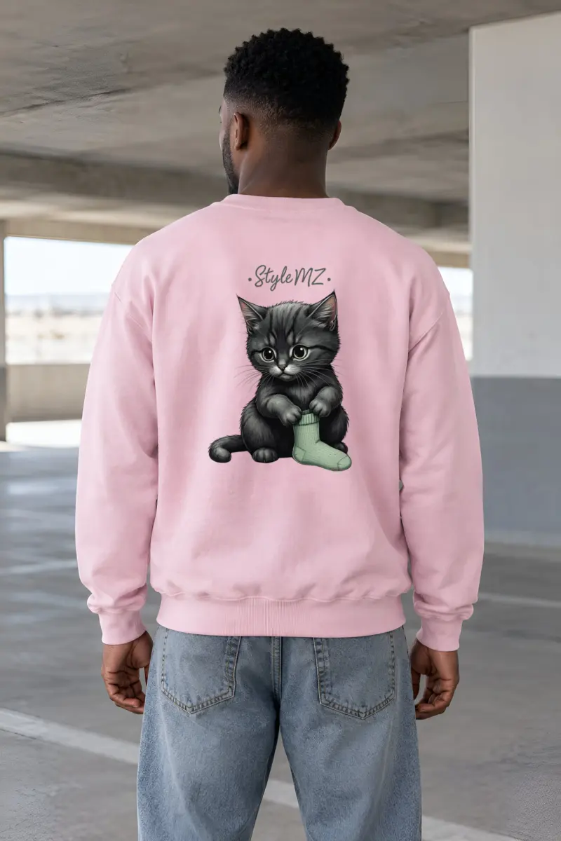 "Kitten With Green Sock" Heavy Blend Unisex Crewneck Sweatshirt